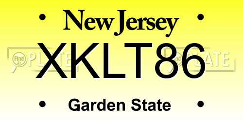 XKLT86 New Jersey License Plate