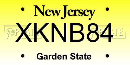XKNB84 New Jersey License Plate