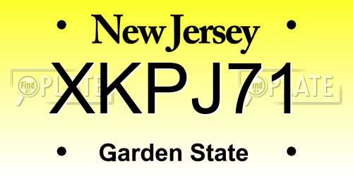 XKPJ71 New Jersey License Plate