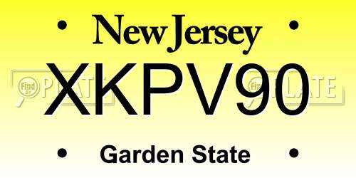 XKPV90 New Jersey License Plate