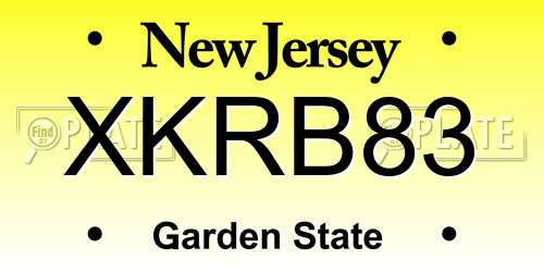 XKRB83 New Jersey License Plate