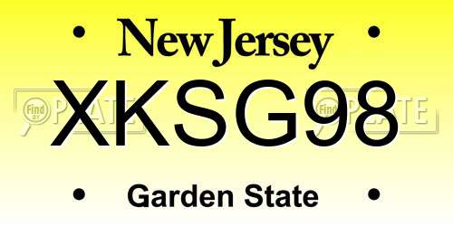 XKSG98 New Jersey License Plate