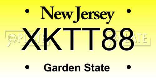 XKTT88 New Jersey License Plate