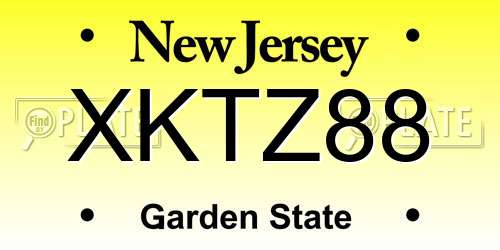 XKTZ88 New Jersey License Plate