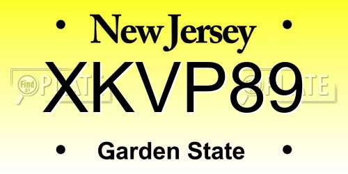 XKVP89 New Jersey License Plate