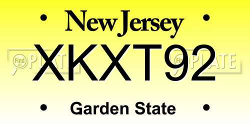XKXT92 New Jersey License Plate