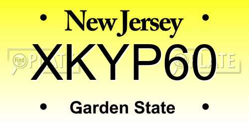 XKYP60 New Jersey License Plate