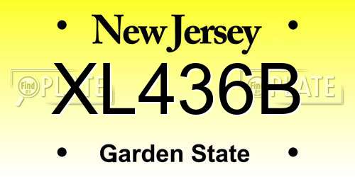 XL436B New Jersey License Plate