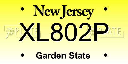XL802P New Jersey License Plate