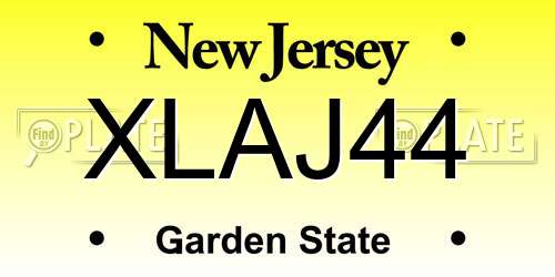 XLAJ44 New Jersey License Plate