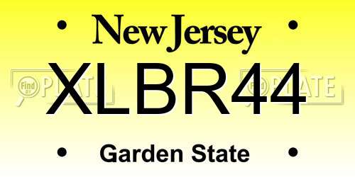 XLBR44 New Jersey License Plate