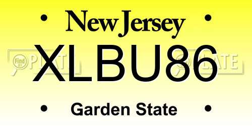 XLBU86 New Jersey License Plate