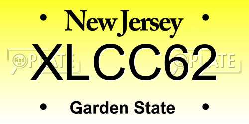 XLCC62 New Jersey License Plate