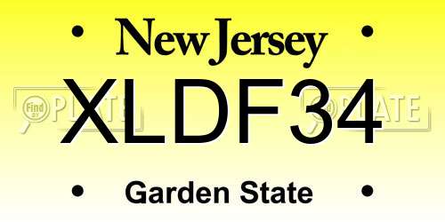 XLDF34 New Jersey License Plate