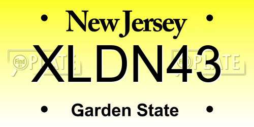 XLDN43 New Jersey License Plate