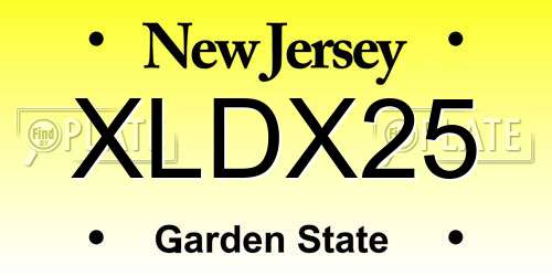 XLDX25 New Jersey License Plate