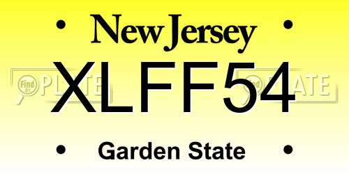 XLFF54 New Jersey License Plate