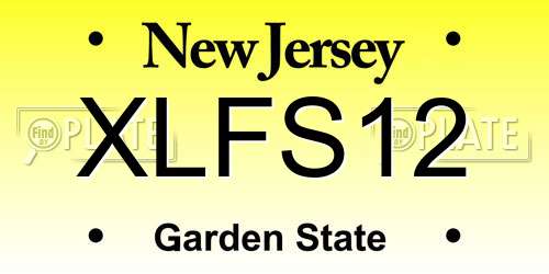 XLFS12 New Jersey License Plate