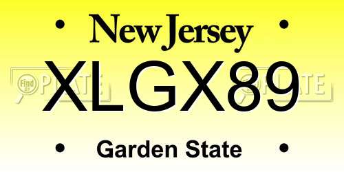 XLGX89 New Jersey License Plate