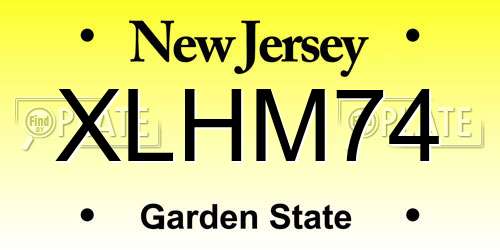 XLHM74 New Jersey License Plate