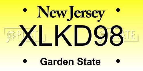XLKD98 New Jersey License Plate