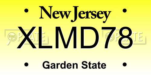 XLMD78 New Jersey License Plate