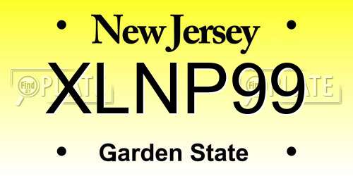 XLNP99 New Jersey License Plate