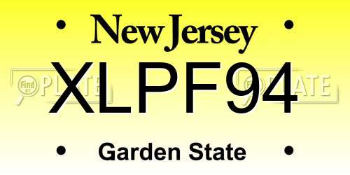 XLPF94 New Jersey License Plate