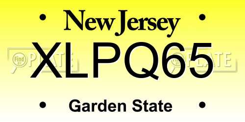 XLPQ65 New Jersey License Plate