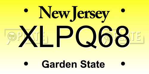 XLPQ68 New Jersey License Plate