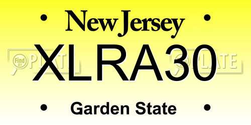 XLRA30 New Jersey License Plate