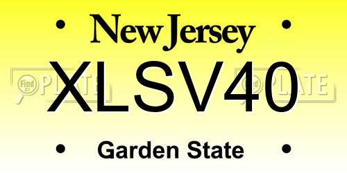 XLSV40 New Jersey License Plate