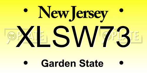 XLSW73 New Jersey License Plate