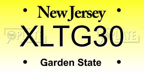 XLTG30 New Jersey License Plate