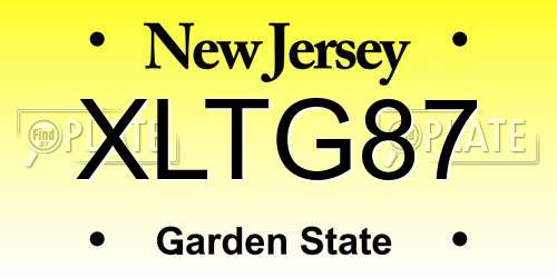 XLTG87 New Jersey License Plate