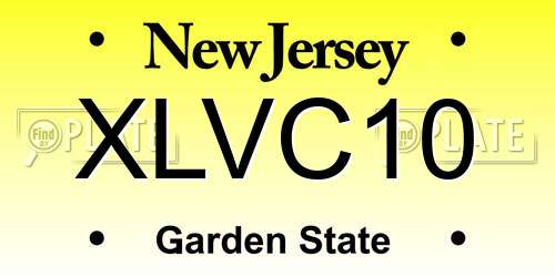 XLVC10 New Jersey License Plate