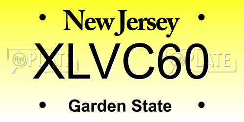 XLVC60 New Jersey License Plate