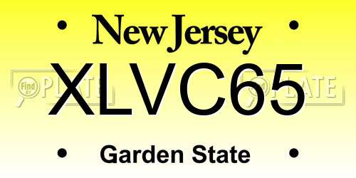 XLVC65 New Jersey License Plate