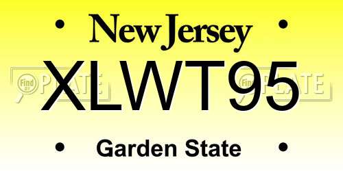 XLWT95 New Jersey License Plate