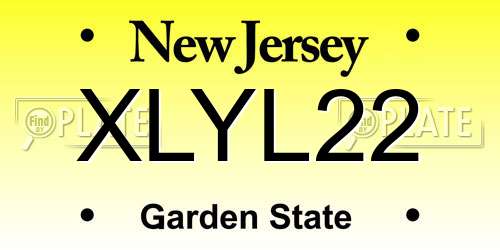 XLYL22 New Jersey License Plate