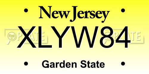 XLYW84 New Jersey License Plate