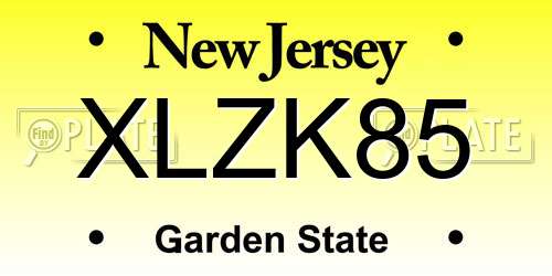 XLZK85 New Jersey License Plate