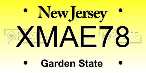 XMAE78 New Jersey License Plate
