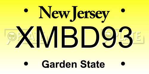 XMBD93 New Jersey License Plate