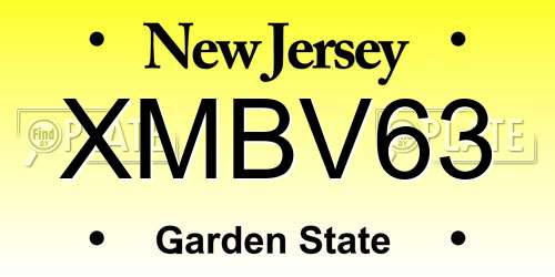 XMBV63 New Jersey License Plate