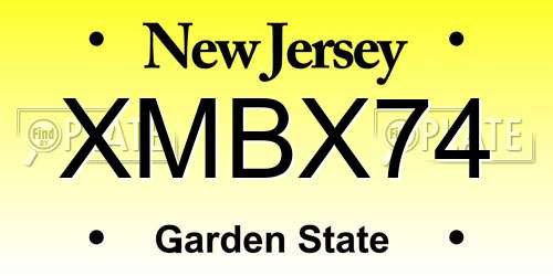 XMBX74 New Jersey License Plate