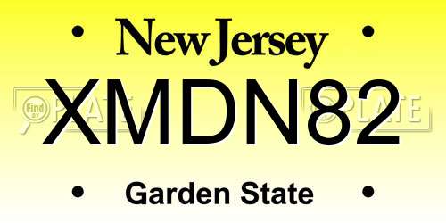 XMDN82 New Jersey License Plate
