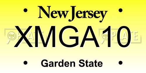 XMGA10 New Jersey License Plate