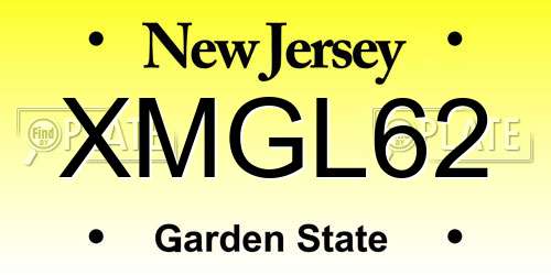 XMGL62 New Jersey License Plate