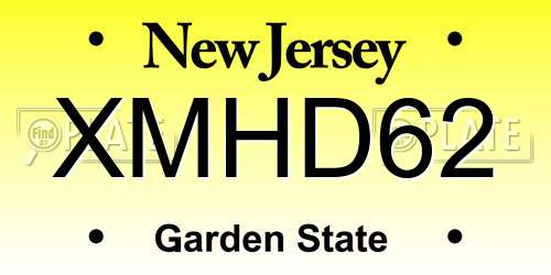 XMHD62 New Jersey License Plate